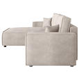ECKSOFA Naturfarben Cord Zierkissen, Rückenkissen, Bettkasten, Schlaffunktion, Rücken echt, Liegefläche im Originalstoff  - Schwarz/Naturfarben, MODERN, Kunststoff/Textil (190/280cm) - Carryhome