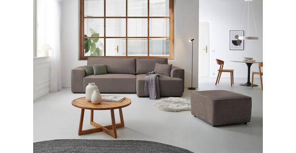 ECKSOFA in Plüsch Graubraun - Graubraun/Blaugrau, Design, Kunststoff/Textil (288/152cm) - Xora