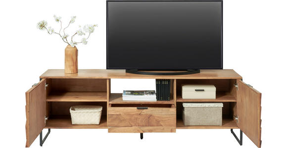 LOWBOARD  in 175/60/40 cm  - Schwarz/Akaziefarben, Trend, Holz/Metall (175/60/40cm) - Ambia Home