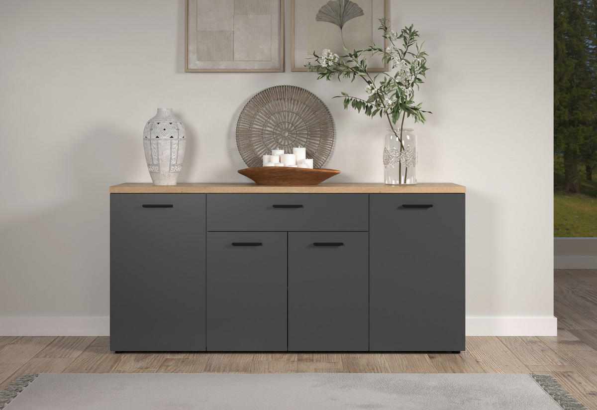 SIDEBOARD BAGGIO WO 180/85/40 cm 1 Schublade(n)  - Eichefarben/Anthrazit, Design, Holzwerkstoff/Kunststoff (180/85/40cm) - MID.YOU