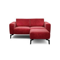 Zweisitzer inkl. Hocker Samt Rot  - Rot/Schwarz, Design, Textil/Metall (180/86/86-94cm) - SENSOO