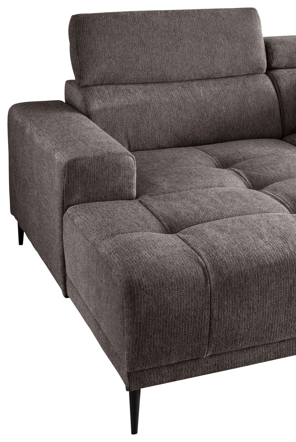 ECKSOFA in Chenille Graubraun  - Graubraun/Schwarz, Konventionell, Textil/Metall (200/188cm) - Livetastic