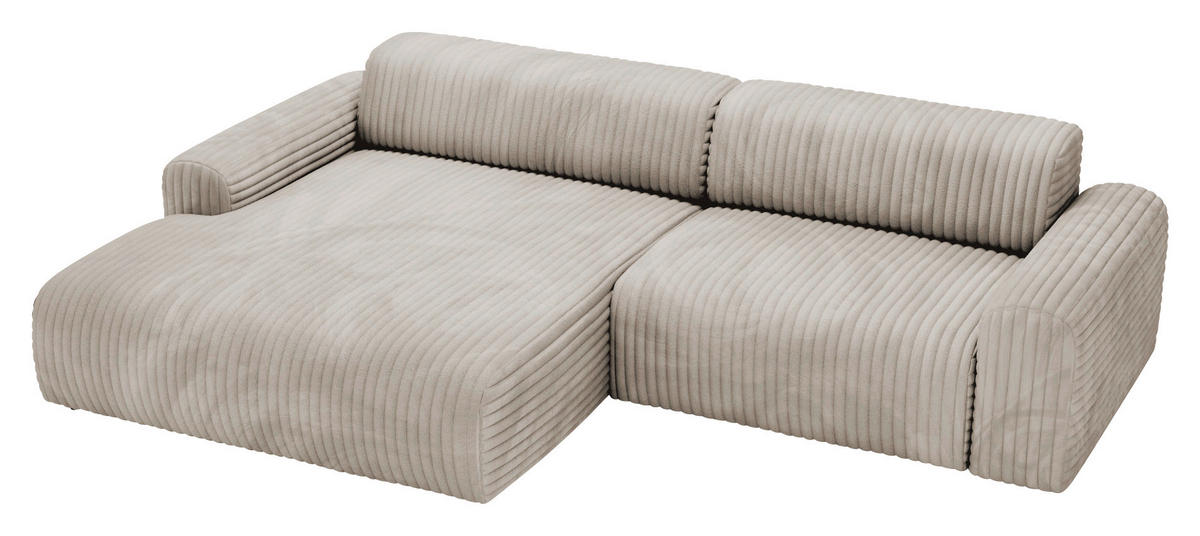 ECKSOFA Greige Cord  - Greige/Schwarz, Design, Kunststoff/Textil (178/292cm) - home24