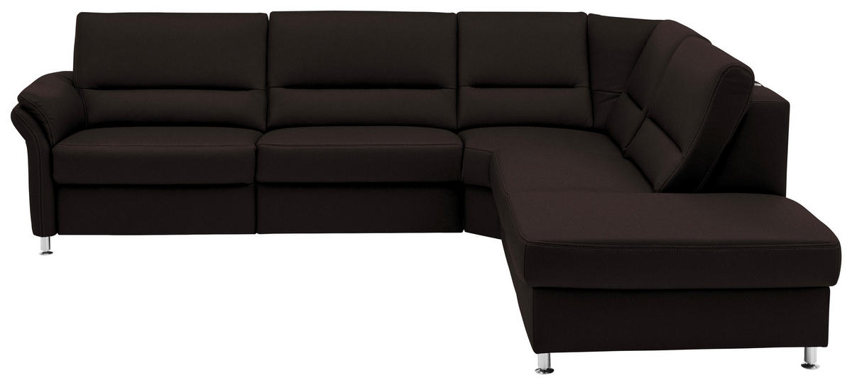 ECKSOFA in Echtleder Dunkelbraun  - Dunkelbraun/Beige, Design, Leder/Metall (288/249cm) - Beldomo Premium