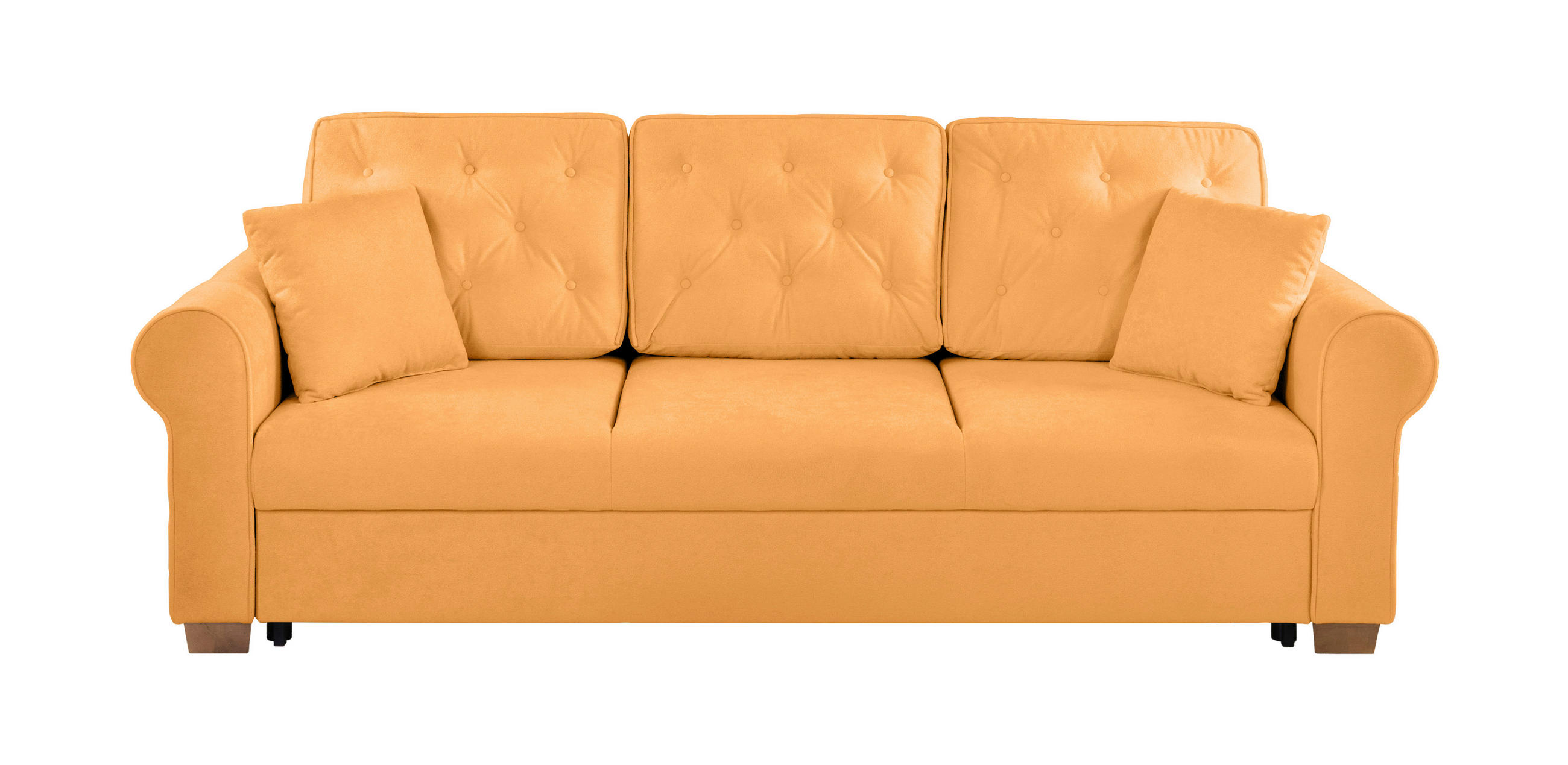 SCHLAFSOFA in Bouclé Gelb  - Gelb/Buchefarben, Design, Holz/Textil (240/94/98cm) - MID.YOU