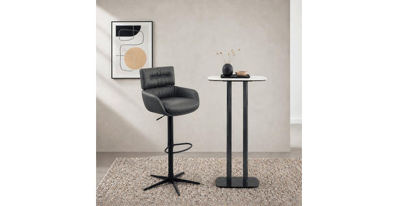 BARHOCKER in Schwarz  - Schwarz, Design, Leder/Metall (54/105/53cm) - Dieter Knoll