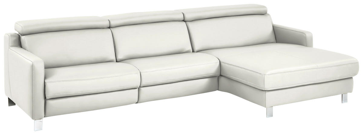 ECKSOFA Echtleder Creme  - Chromfarben/Creme, Design, Leder/Metall (291/176cm) - Valdera