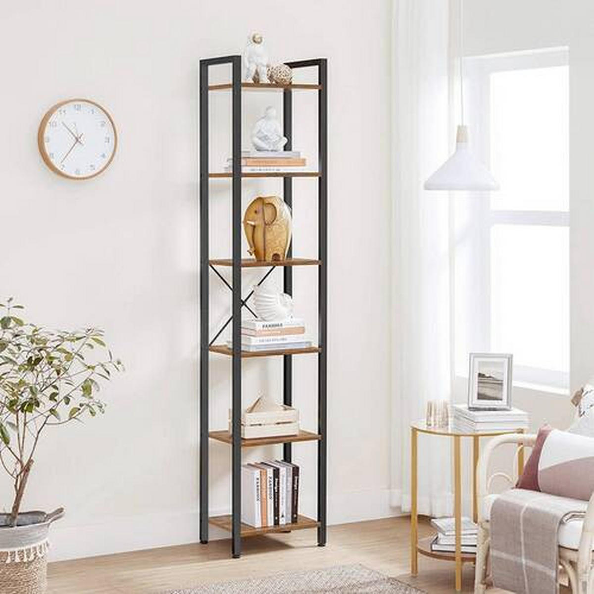 BÜCHERWAND Braun, Schwarz  - Schwarz/Braun, Basics, Holzwerkstoff/Metall (40/187,5/30cm) - Boxxx