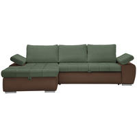 ECKSOFA in Flachgewebe Braun, Olivgrün  - Braun/Olivgrün, Design, Kunststoff/Textil (175/271cm) - MID.YOU