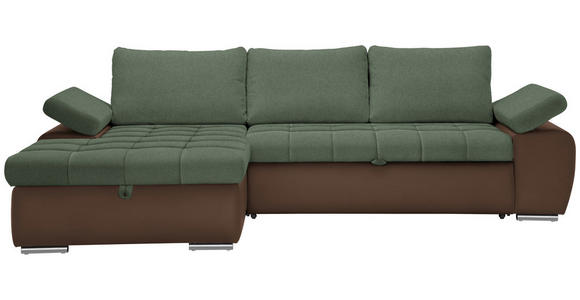 ECKSOFA in Flachgewebe Braun, Olivgrün  - Braun/Olivgrün, Design, Kunststoff/Textil (175/271cm) - Xora