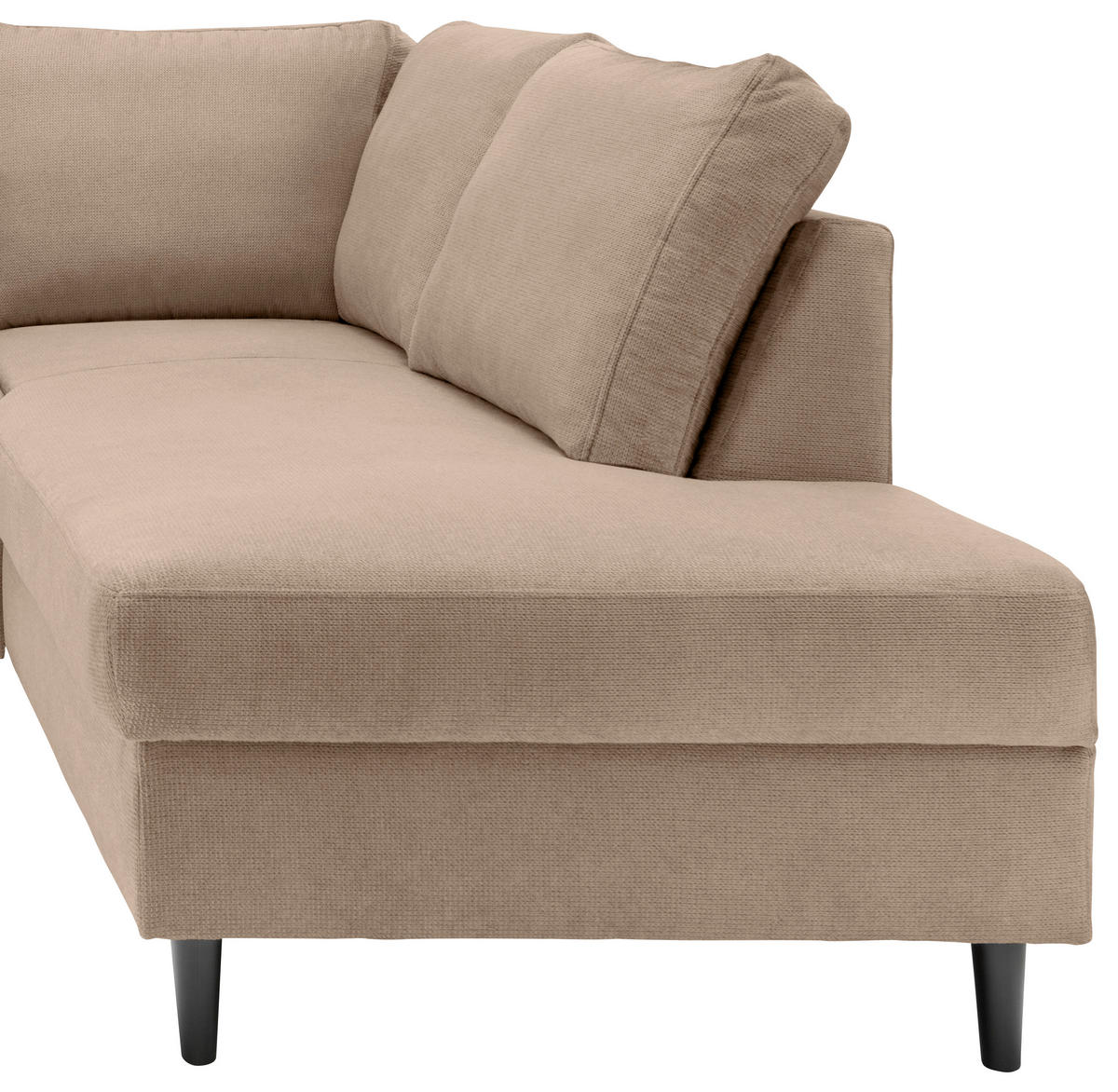 ECKSCHLAFSOFA in Hellbraun Textil   - Hellbraun/Schwarz, Modern, Holz/Textil (242/200cm) - Livetastic