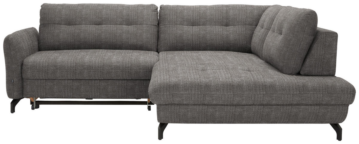 ECKSOFA in Flachgewebe, Leinenoptik Taupe  - Taupe/Schwarz, Modern, Textil/Metall (247/208cm) - Xora