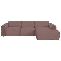 ECKSOFA Dunkelrosa Feincord Rücken echt  - Dunkelrosa/Schwarz, Design, Kunststoff/Textil (301/177cm) - Beldomo Style
