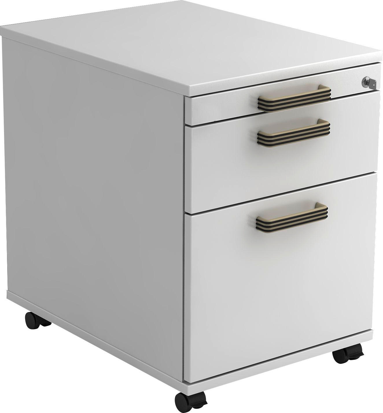 ROLLCONTAINER Weiß  - Schwarz/Alufarben, KONVENTIONELL, Holzwerkstoff/Kunststoff (42,8/59/58cm) - Venda