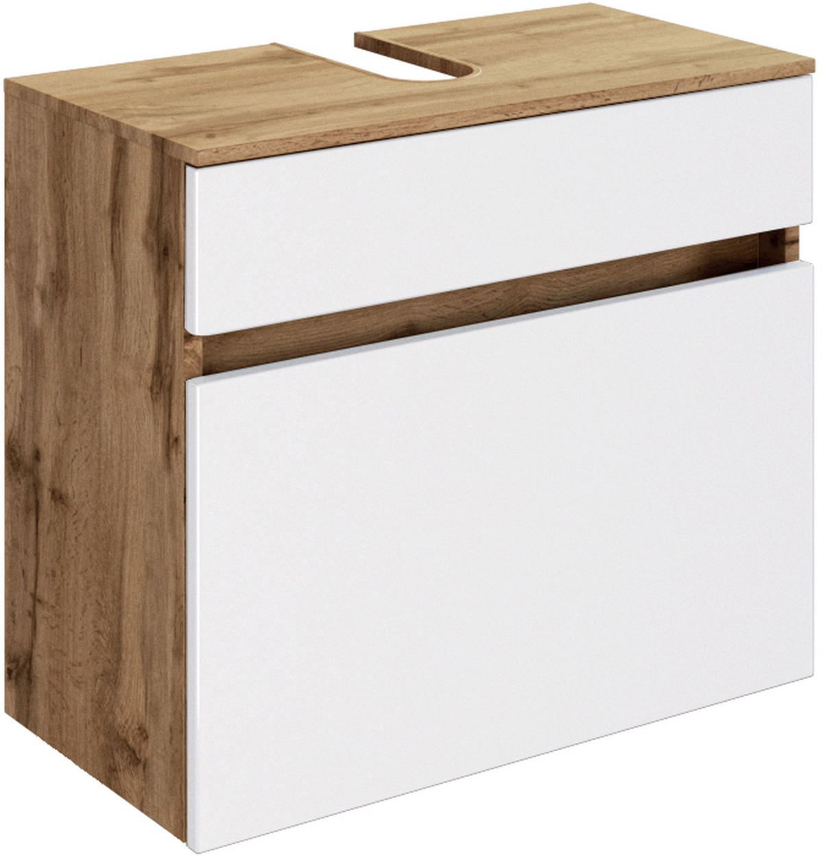 WASCHBECKENUNTERSCHRANK 60/55/35 cm  - Eiche Wotan/Silberfarben, Design, Holzwerkstoff/Kunststoff (60/55/35cm) - Held