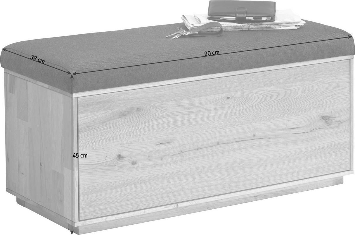 GARDEROBENBANK  in 90/45/38 cm  - Eichefarben/Anthrazit, Natur, Holz/Textil (90/45/38cm) - Waldwelt