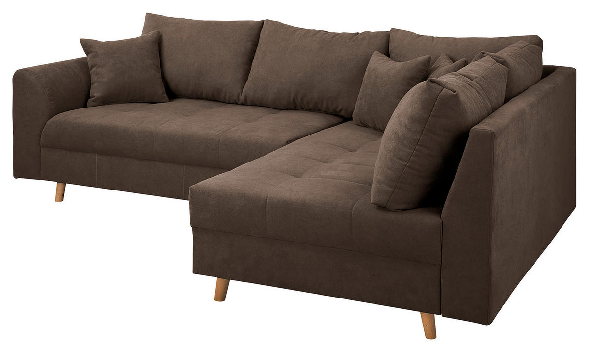 ECKSOFA Ariella Schlammfarben Mikrofaser  - Schlammfarben/Naturfarben, Design, Holz/Textil (231/161cm) - Livetastic
