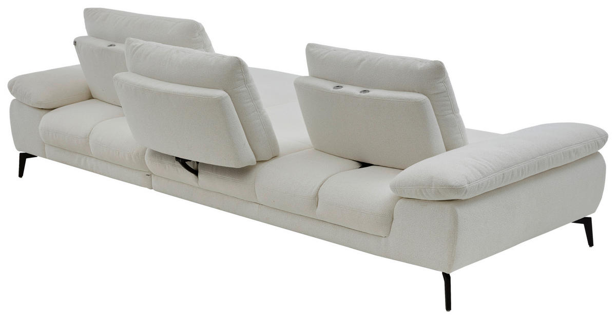 ECKSOFA Flachgewebe Weiss  - Weiss/Schwarz, Design, Textil/Metall (303/168cm) - Valdera