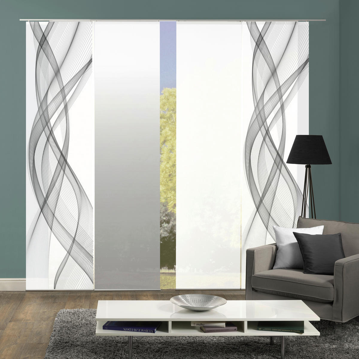 FLÄCHENVORHANG FERROLA, 4-TLG. in Grau blickdicht  - Grau, Basics, Textil (60/245cm)