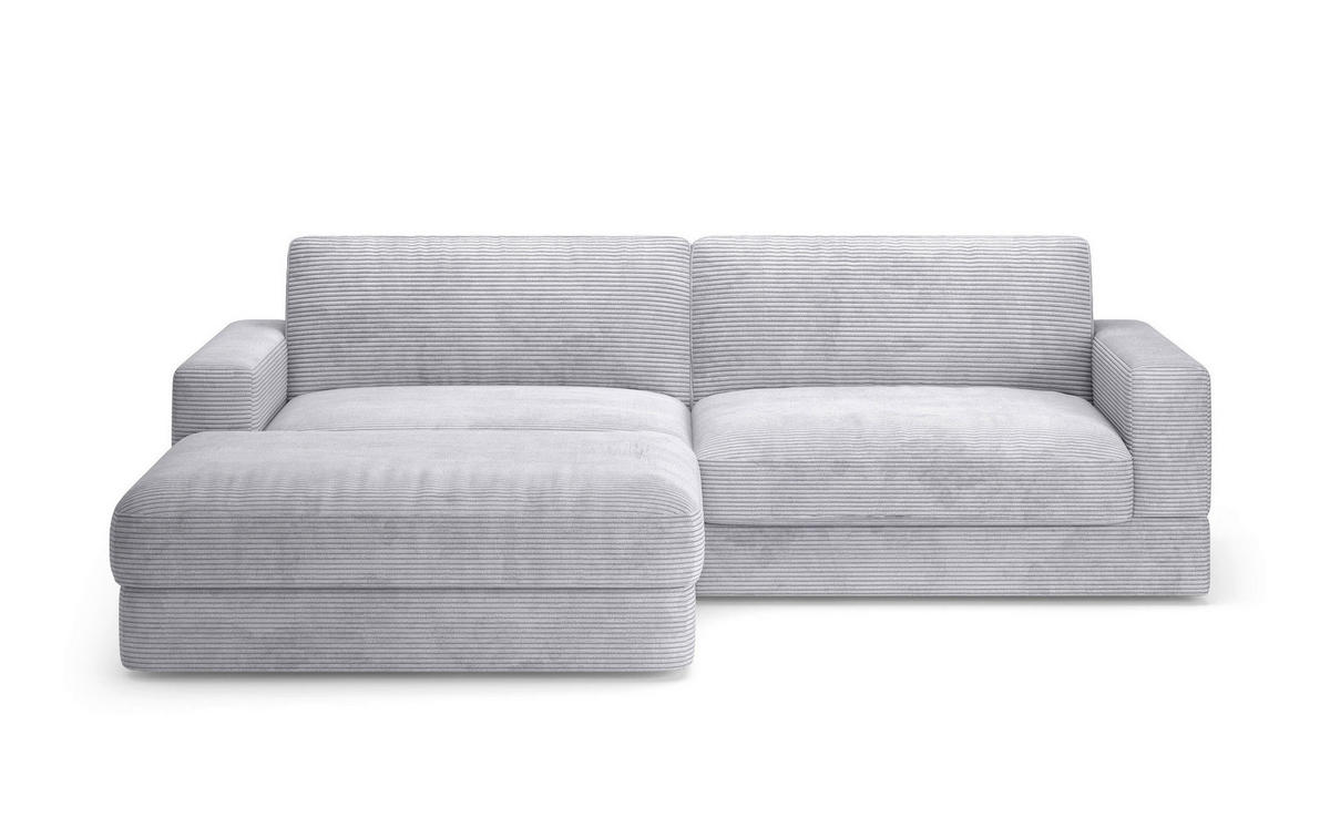 ECKSOFA FABIO E Silberfarben Cord  - Silberfarben/Schwarz, MODERN, Kunststoff/Textil (196/264cm) - Sit & More