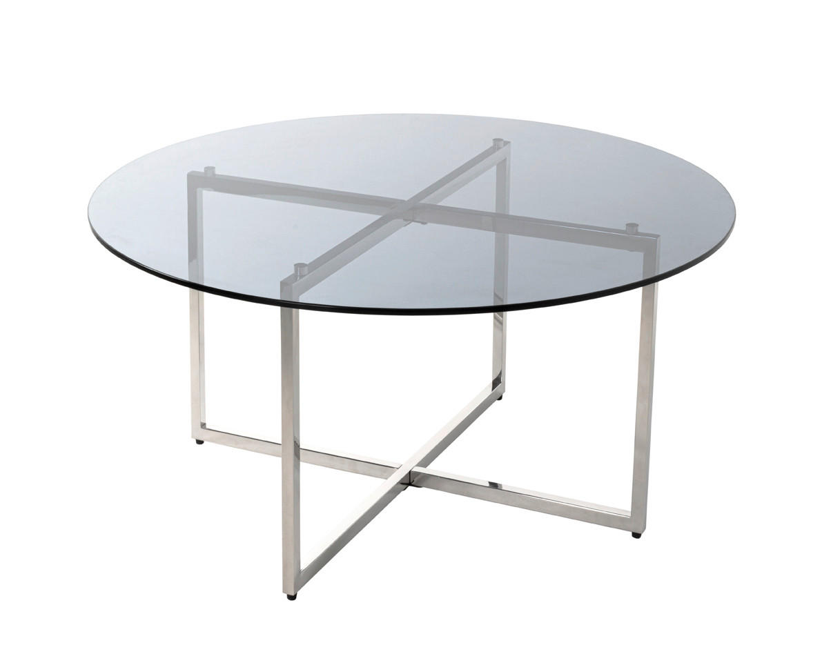 COUCHTISCH Ricardo Sicherheitsglas 75/75/45 cm rund Grau, Edelstahlfarben  - Edelstahlfarben/Grau, MODERN, Glas/Metall (75/75/45cm)