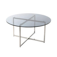 COUCHTISCH Ricardo Sicherheitsglas 75/75/45 cm rund Grau, Edelstahlfarben  - Edelstahlfarben/Grau, MODERN, Glas/Metall (75/75/45cm)