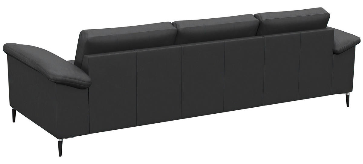 Freisteller von Livetastic ECKSOFA Schwarz Echtleder.