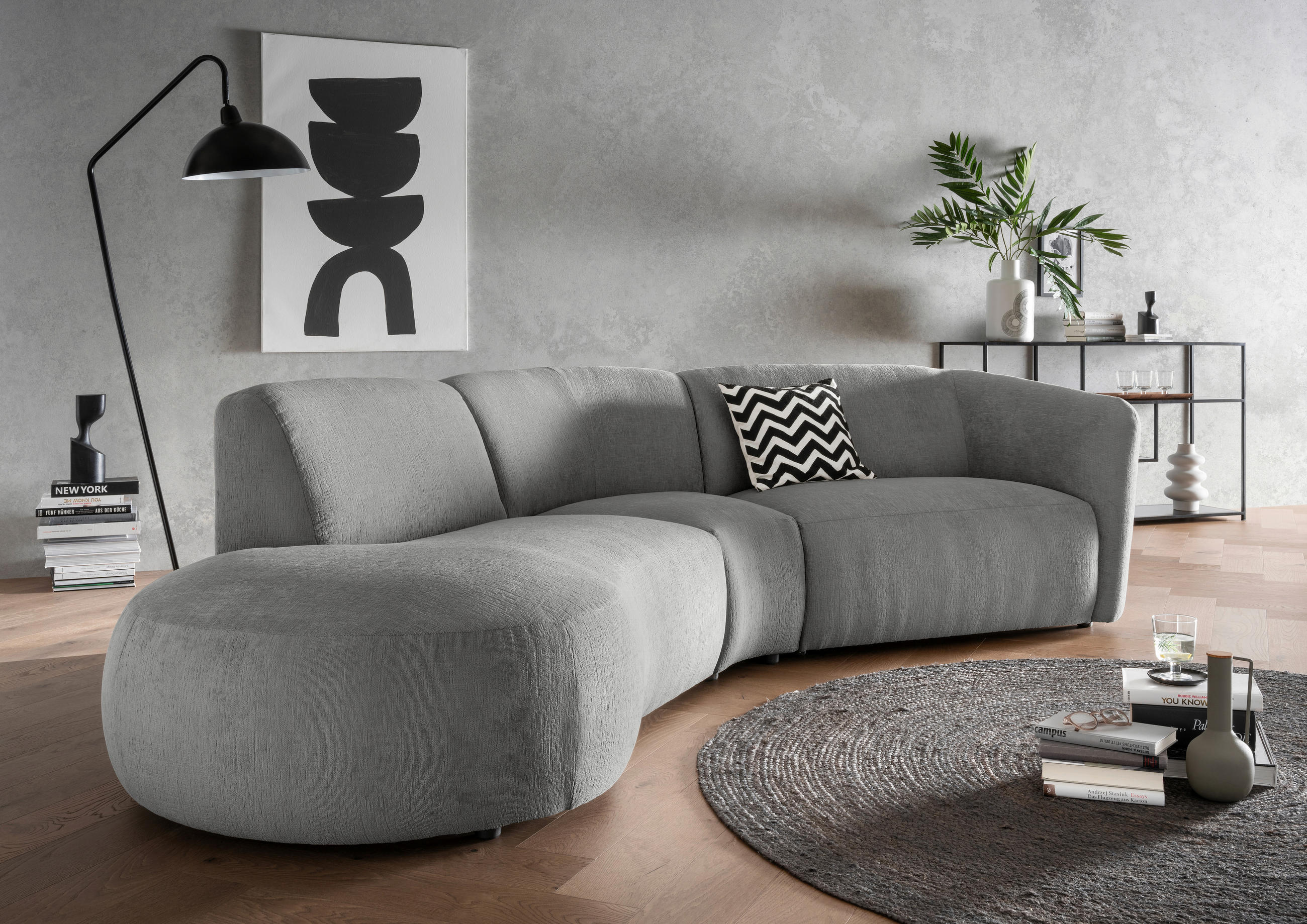 ECKSOFA in Mikrofaser Graubraun  - Graubraun/Schwarz, Modern, Kunststoff/Textil (182/276cm) - Livetastic