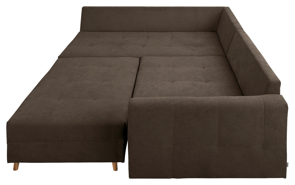 ECKSOFA inkl. Hocker Ariella Braun Mikrofaser  - Naturfarben/Braun, Design, Holz/Textil (161/231cm) - Livetastic