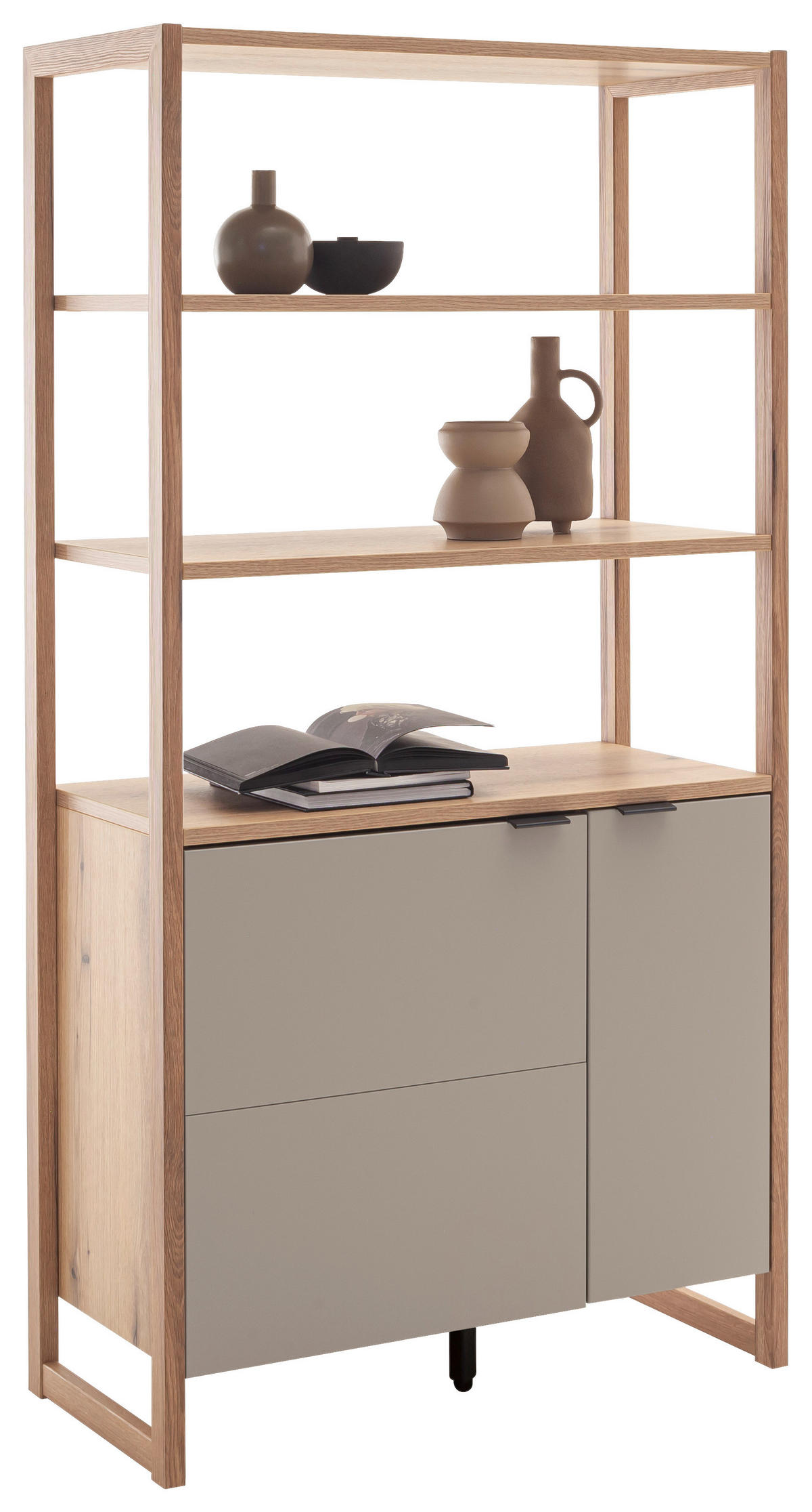 REGAL Grau, Schwarz, Eichefarben  95/183/44 cm  - Eichefarben/Anthrazit, Design, Holzwerkstoff/Metall (95/183/44cm) - Hom`in