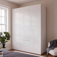 DREHTÜRENSCHRANK 169/214/60 cm,  in Weiß, Weiß Hochglanz, 3-türig  - Weiß Hochglanz/Weiß, Trend, Holzwerkstoff (169/214/60cm) - Carryhome