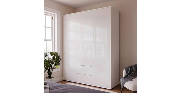 DREHTÜRENSCHRANK 169/214/60 cm,  in Weiß, Weiß Hochglanz, 3-türig  - Weiß Hochglanz/Weiß, Trend, Holzwerkstoff (169/214/60cm) - Carryhome