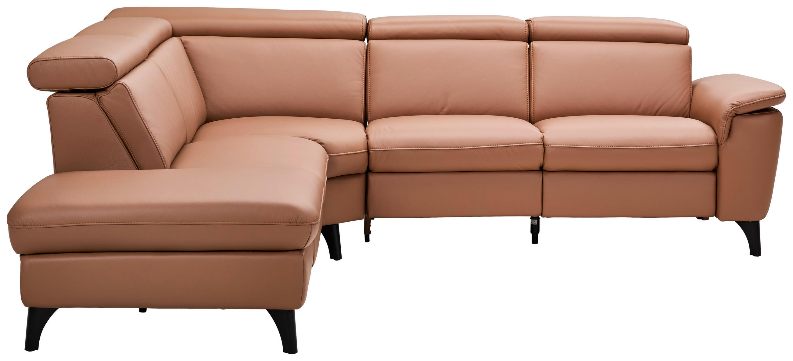 ECKSOFA Braun Echtleder  - Schwarz/Braun, Design, Leder/Metall (239/271cm) - Cantus