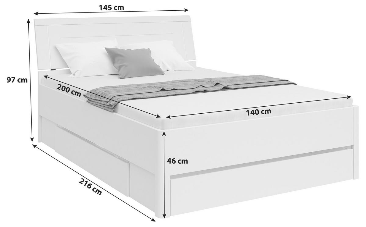 STAURAUMBETT 140/200 cm  in Graphitfarben, Weiß  - Graphitfarben/Weiß, KONVENTIONELL, Holzwerkstoff (140/200cm)