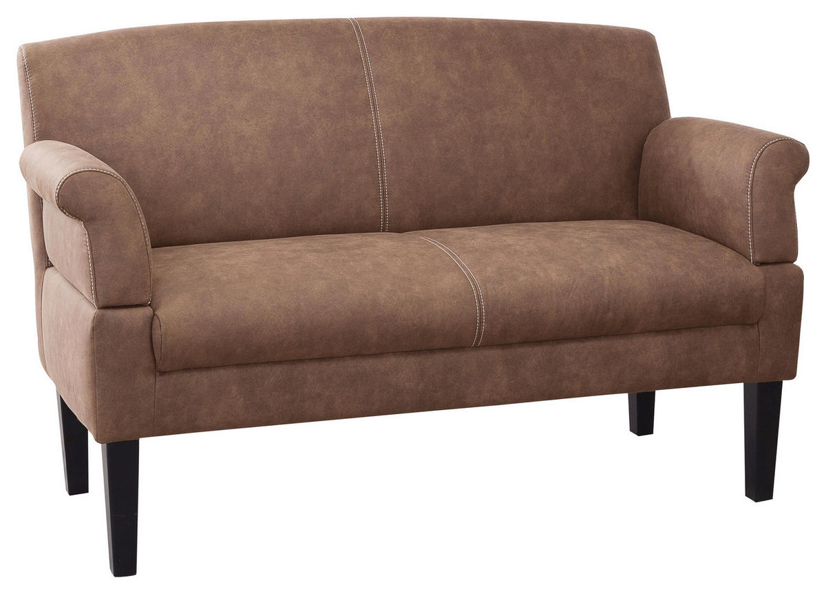 2-SITZER-SOFA Mikrofaser Braun  - Beige/Schwarz, Konventionell, Holz/Textil (152/97/78cm) - Sit & More