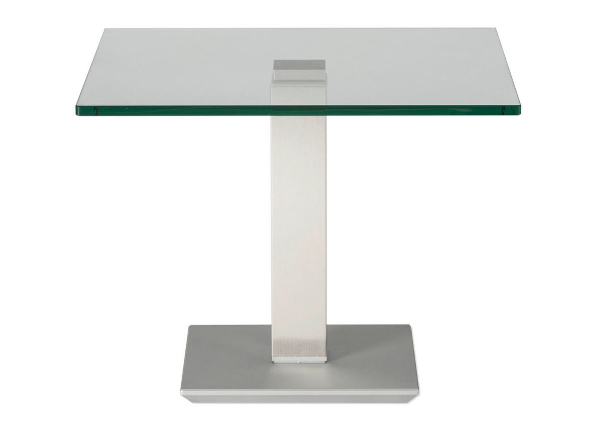 BEISTELLTISCH Metall, Glas 60/60/46-65 cm  - Edelstahlfarben/Nickelfarben, Design, Glas/Metall (60/60/46-65cm)