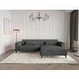 ECKSOFA  in Chenille Dunkelgrau Rückenkissen  300/190 cm  - Dunkelgrau/Schwarz, MODERN, Textil/Metall (300/190cm) - Carryhome