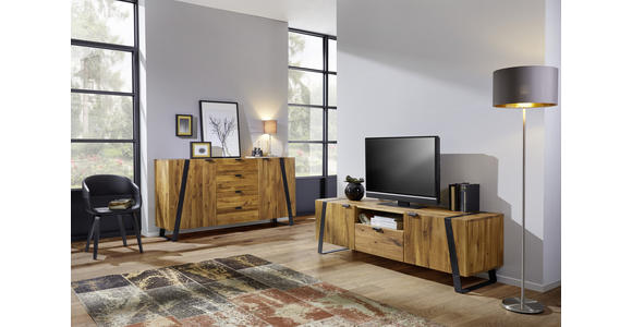 SIDEBOARD 172,8/90,6/43 cm  - Eichefarben/Schwarz, Trend, Holz/Metall (172,8/90,6/43cm) - Landscape