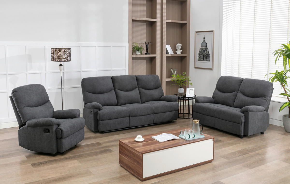 SJEDEĆA GARNITURA tekstil  siva   - siva/crna, Konvencionalno, tekstil/metal - P & B
