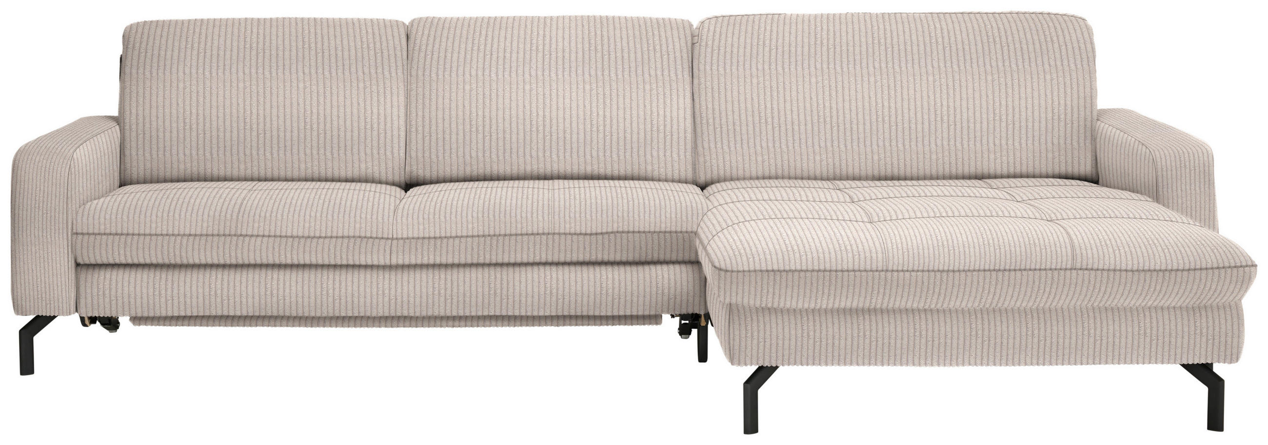 ECKSOFA in Cord Hellbraun  - Hellbraun/Schwarz, Design, Textil/Metall (302/178cm) - Beldomo Style