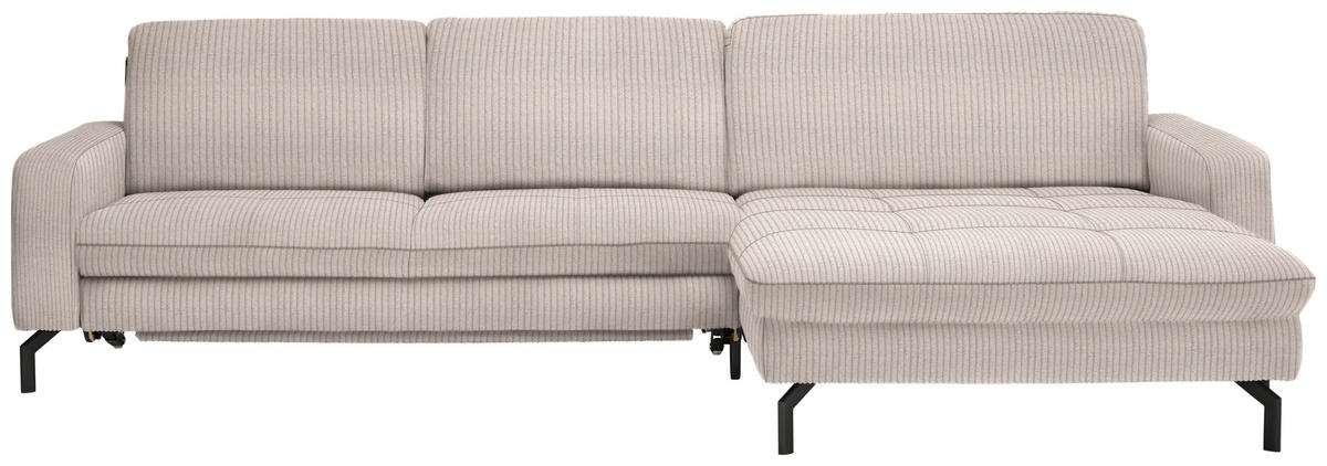 ECKSOFA in Cord Hellbraun  - Hellbraun/Schwarz, Design, Textil/Metall (302/178cm) - Beldomo Style