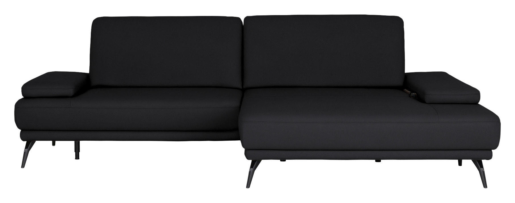 ECKSOFA Echtleder Schwarz  - Schwarz, Konventionell, Leder/Metall (301/180cm) - Joop!