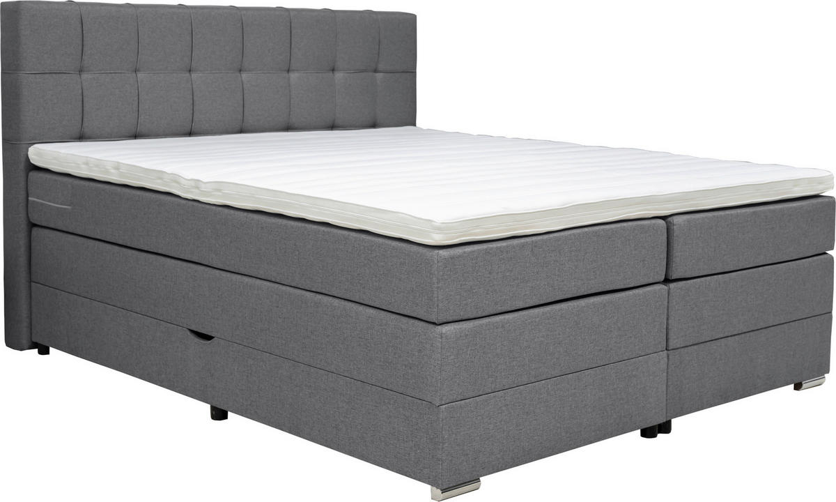 BOXSPRINGBETT 160/200 cm  in Grau  - Alufarben/Grau, Konventionell, Kunststoff/Textil (160/200cm) - Carryhome