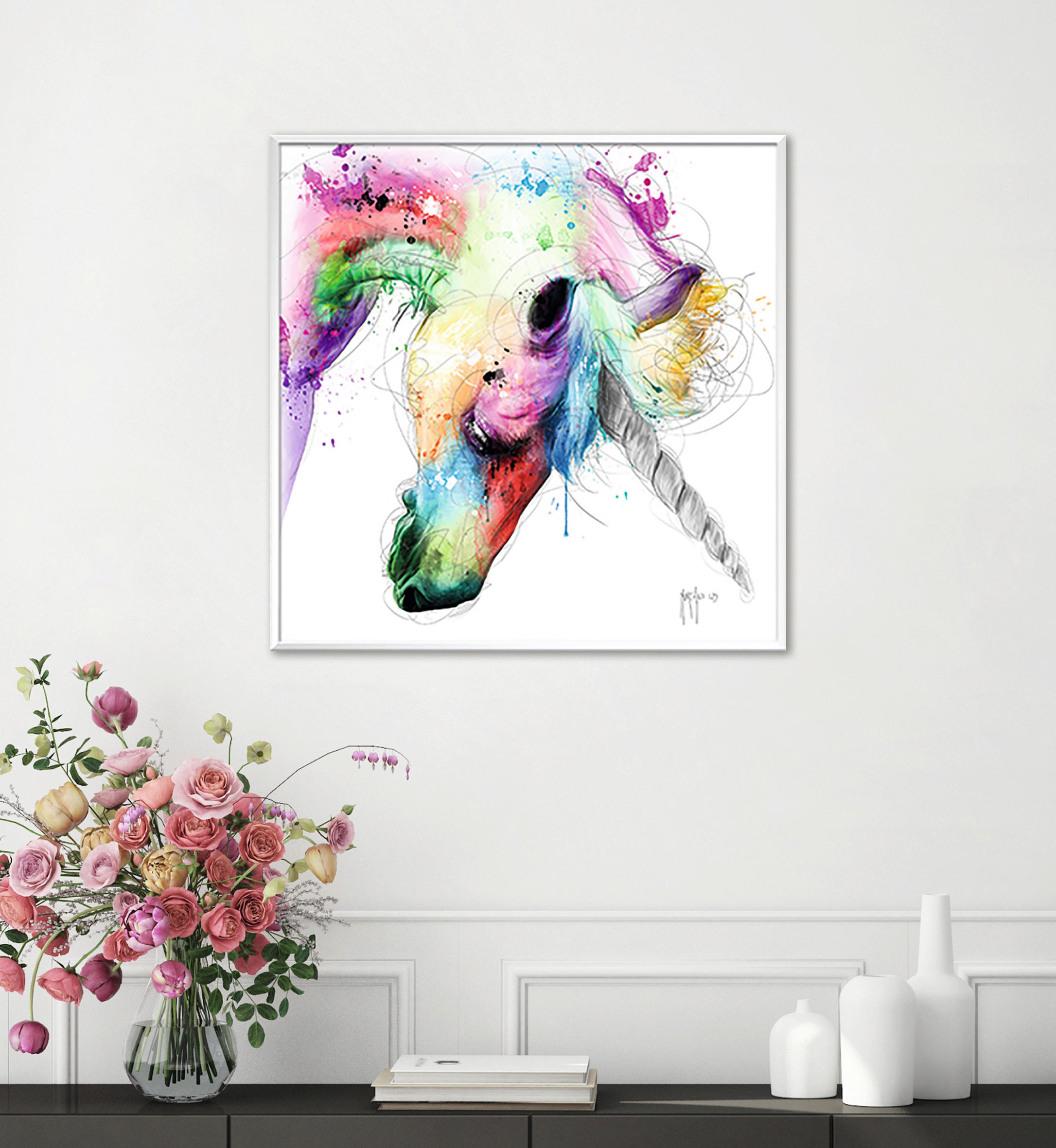 KUNSTDRUCK Tiere 50/50 cm  - Blau/Gelb, Basics, Papier (50/50cm) - Monee