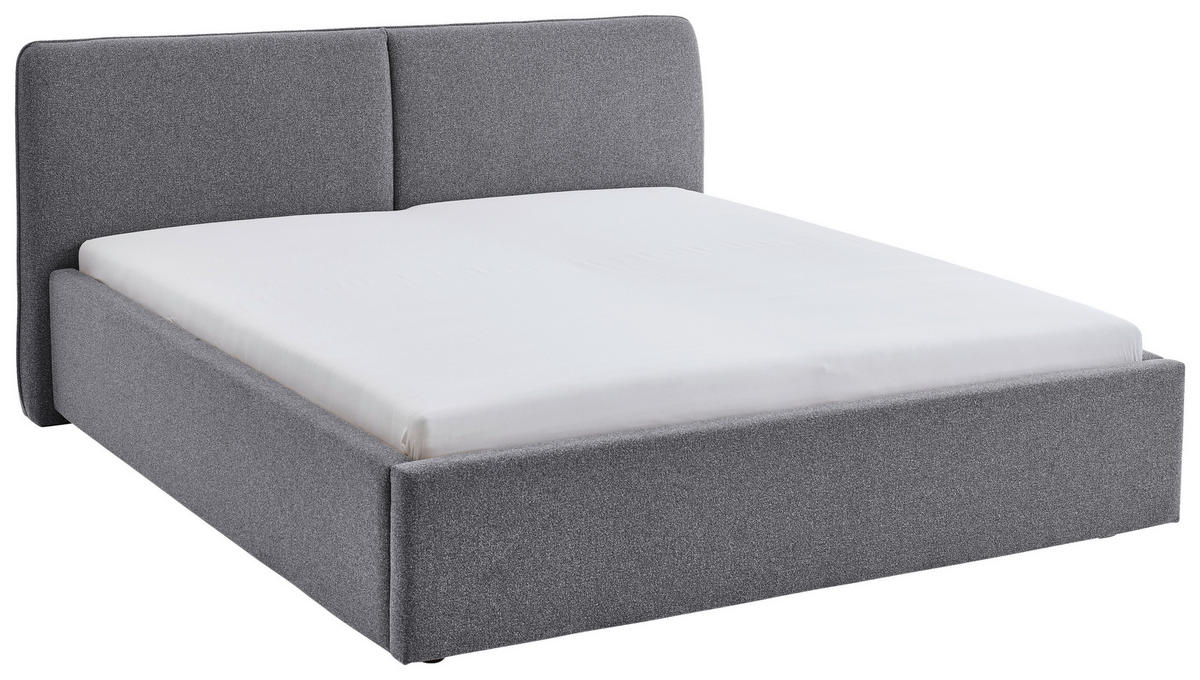 POLSTERBETT 180/200 cm,  in Grau,  - Schwarz/Grau, Design, Holz/Textil (180/200cm) - Stylife