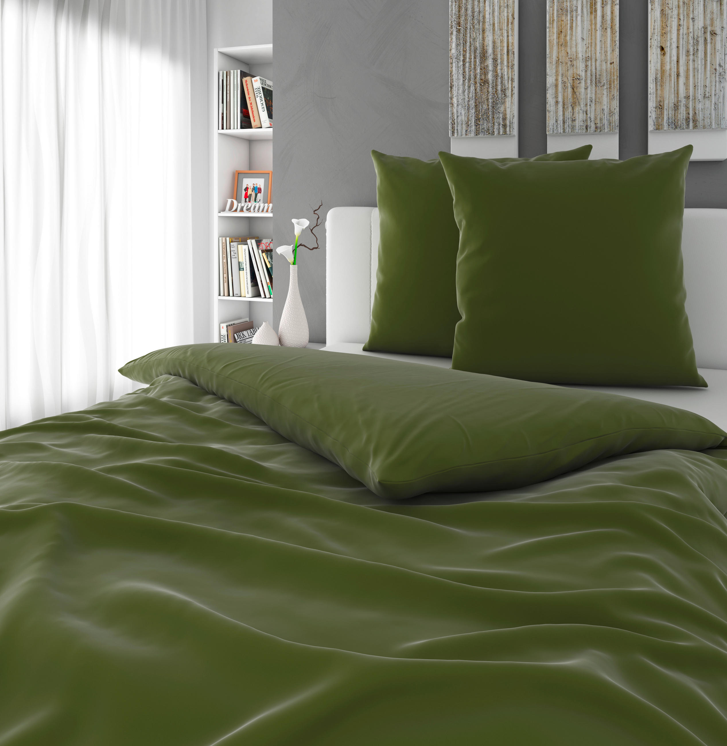 BETTWÄSCHE Segesta Satin 200/200 cm  - Dunkelgrün, MODERN, Textil (200/200cm) - Novel