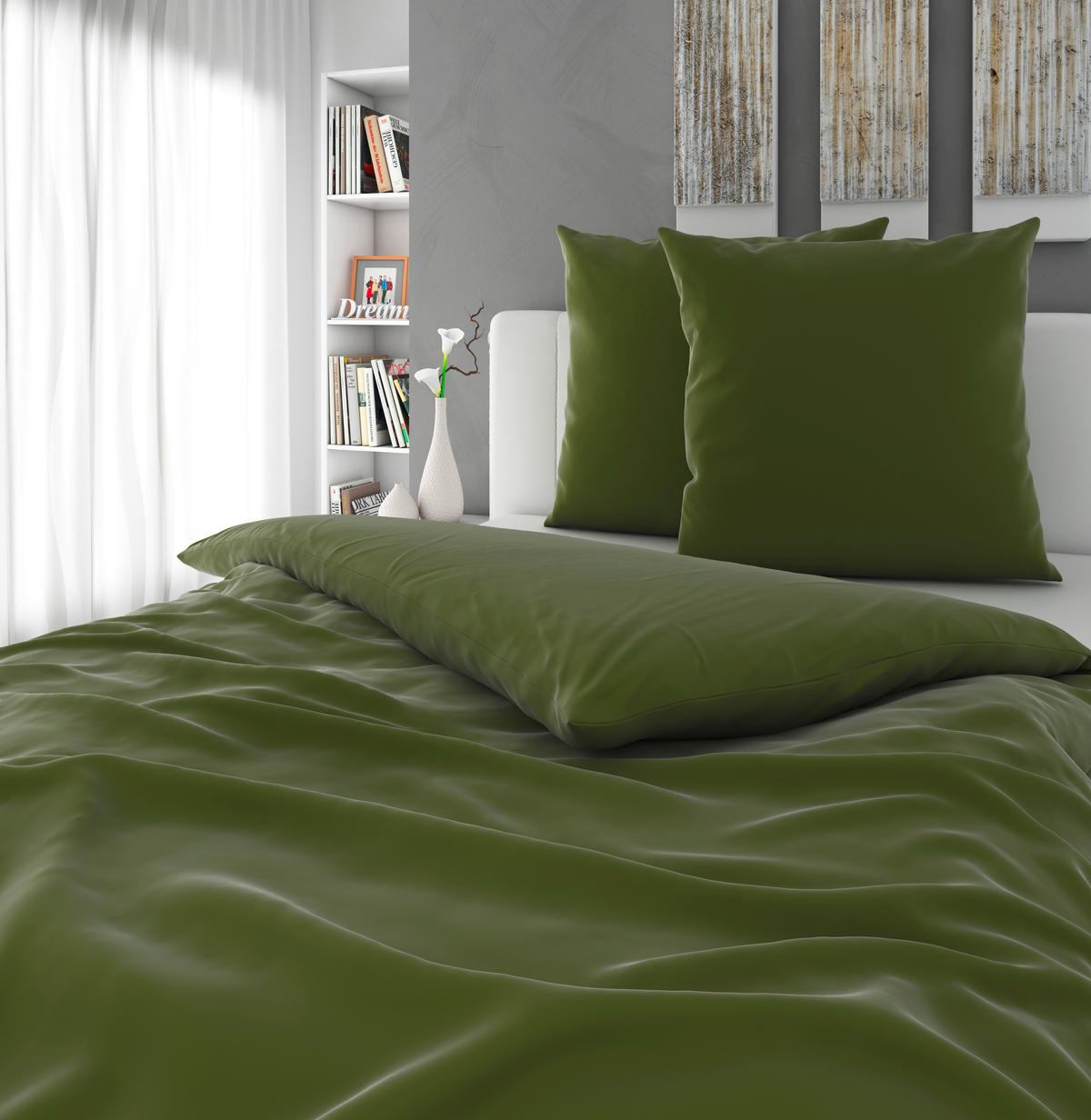 BETTWÄSCHE Segesta Satin 200/200 cm  - Dunkelgrün, MODERN, Textil (200/200cm) - Novel
