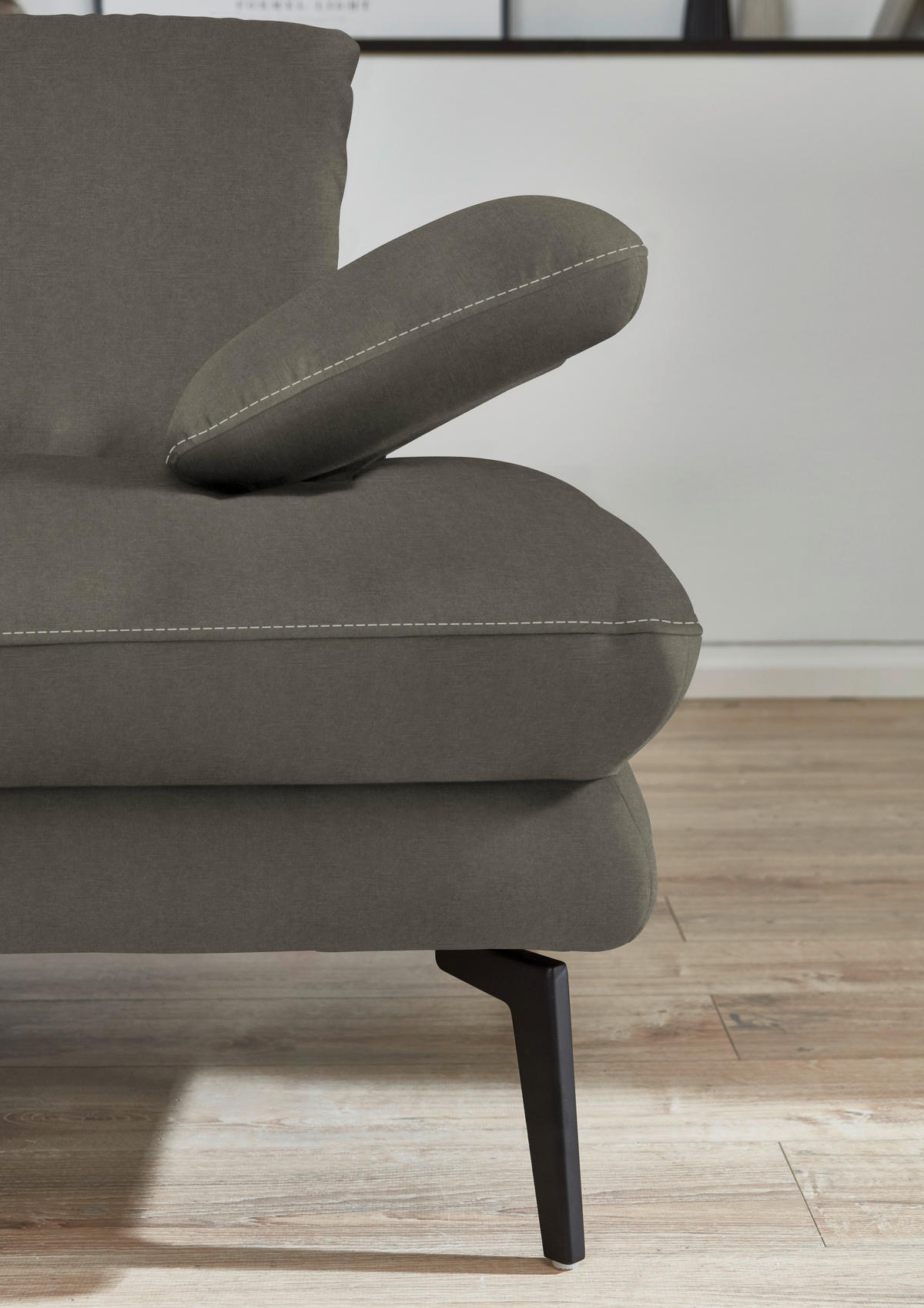 3-SITZER-SOFA in Velours Grau  - Beige/Schwarz, Design, Textil/Metall (222/89/104cm) - Dieter Knoll