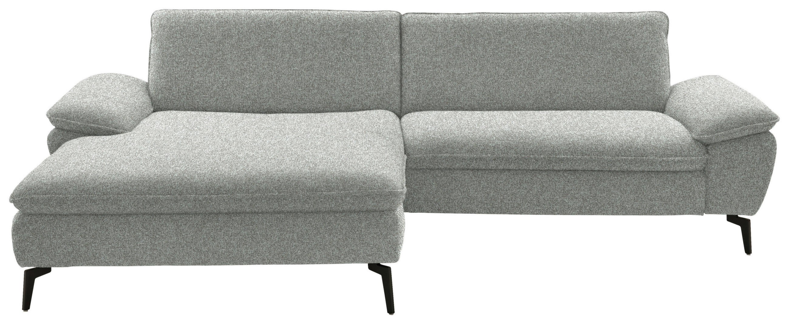 ECKSOFA in Webstoff Hellgrau  197/295 cm  - Hellgrau/Schwarz, Design, Textil/Metall (197/295cm) - Valdera
