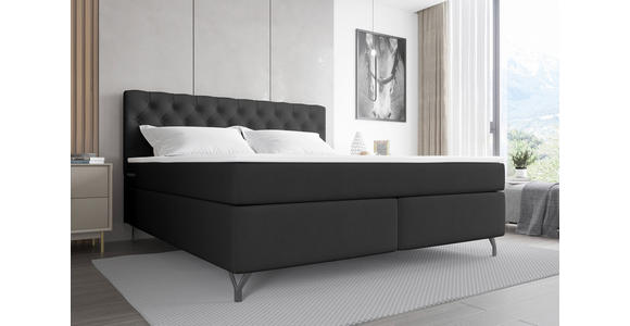 BOXSPRINGBETT 180/200 cm  in Anthrazit  - Anthrazit/Schwarz, KONVENTIONELL, Textil/Metall (180/200cm) - Carryhome